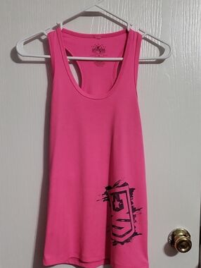 Shirt-Universal Hot Pink Racerback Tank with Black #3187 Graphic